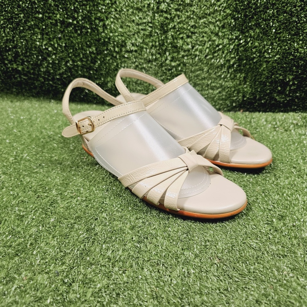 SAS Strippy Bone Beige Leather Low Strappy Comfort Sandals Womens Size‎ 7.5 N
